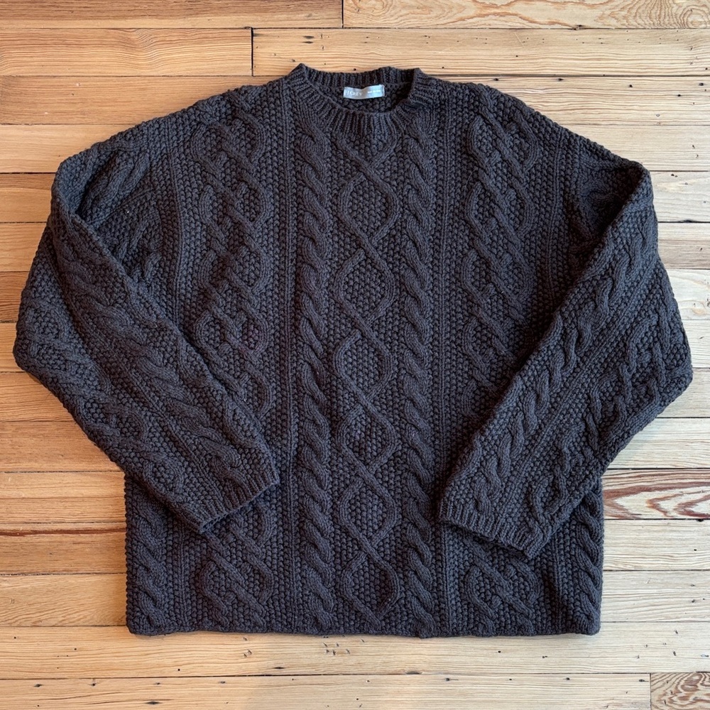 J. Crew Dark Brown Cable Knit Crewneck Sweater